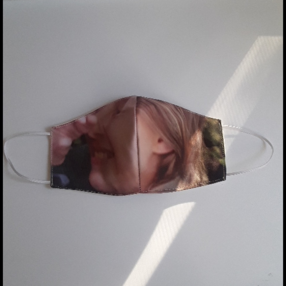 Mens unique mask, print on thick scuba, cotton